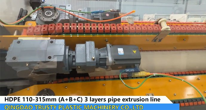 HDPE 110mm-315mm A+B+C 3 layers Pipe extrusion line